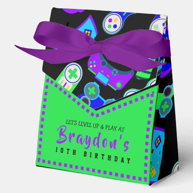 VIDEO GAMER GAMING Kids Birthday Party Favor Boxes (Front)