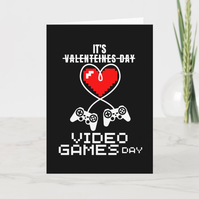Video Gamer Heart Controller Valentine's Day Card (Front)