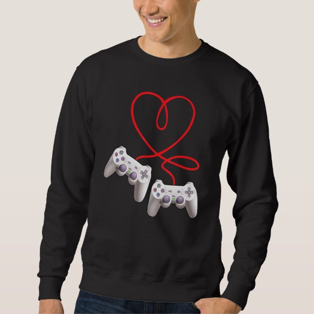 Video Gamer Heart Controller Valentine's Day  Kids Sweatshirt (Front)