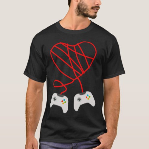 Video Gamer Heart Controllers Valentines Day T_Shirt