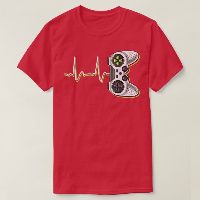 Video Gamer Heartbeat Video Game Controller Premiu T-Shirt (Design Front)