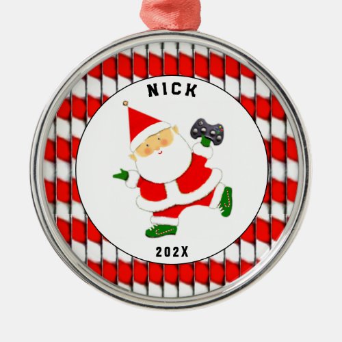 Video Gamer Holiday Gift Metal Ornament