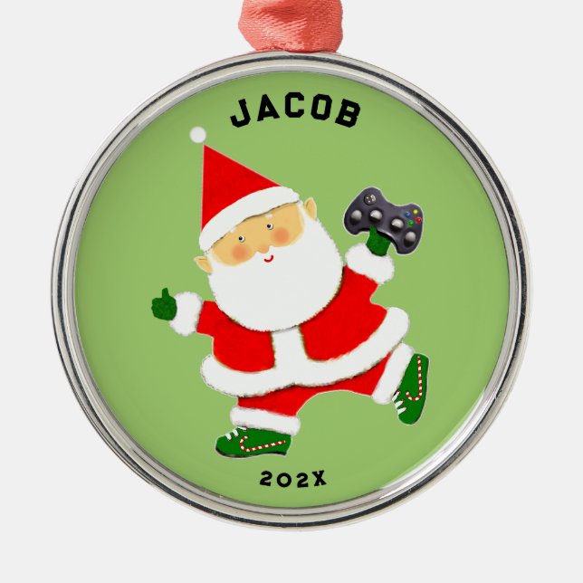 Video Gamer Holiday Gift Metal Ornament (Front)