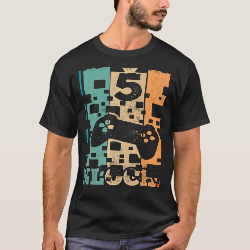 Video Gamer Level 5 Unlocked 5th Birthday T_Shirt