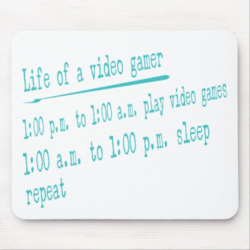 video gamer life mouse pad