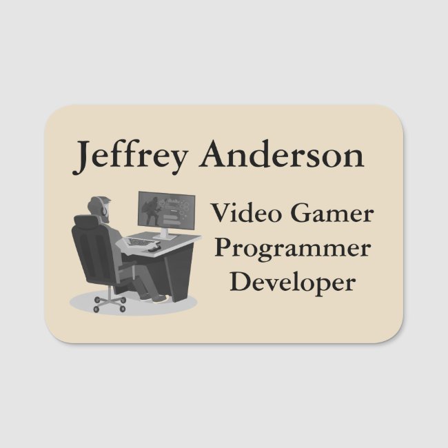Video Gamer Programmer Design Name Tag