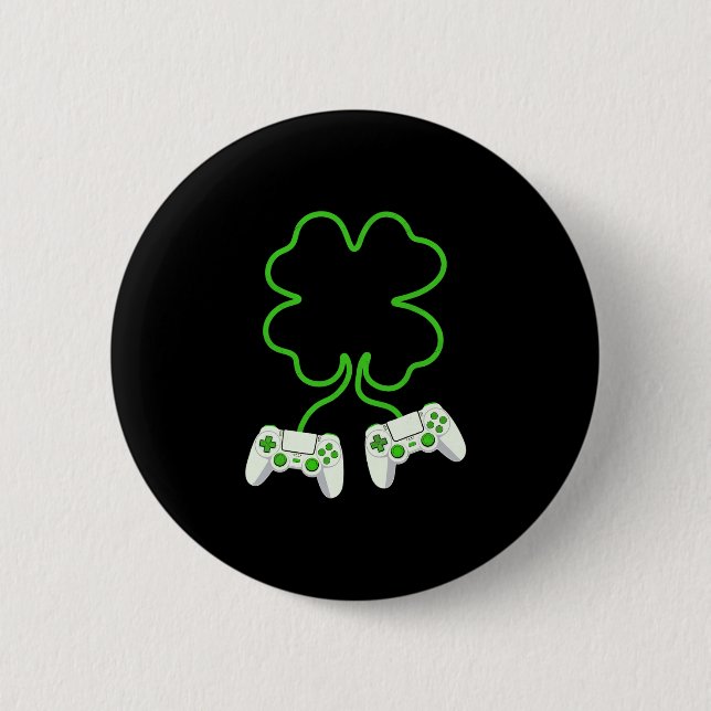 Video Gamer St Patricks Day Clover With Controller Button (Front)