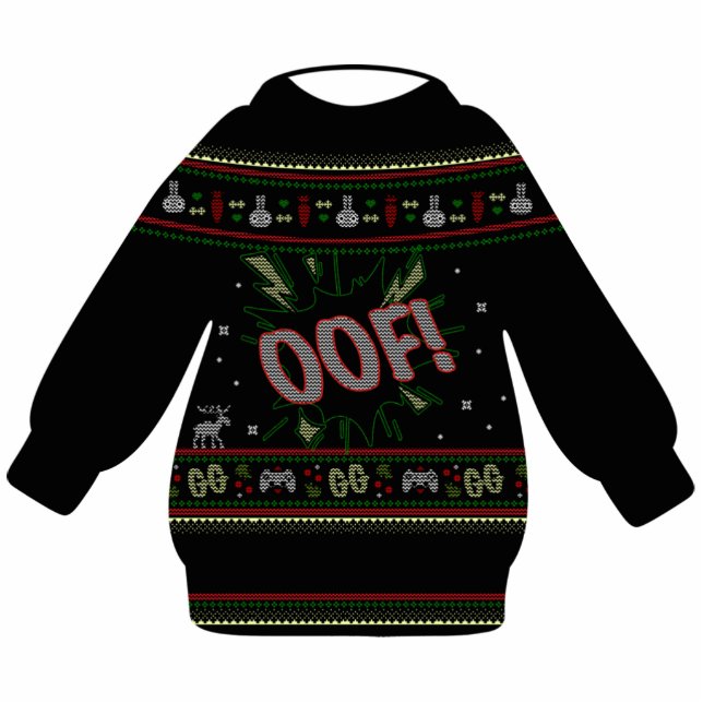 Video Gamer Ugly Christmas Sweater Ornament (Front)