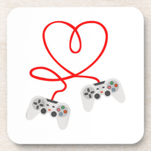 Video Gamer Valentines Day T-Shirt With Controller Beverage Coaster