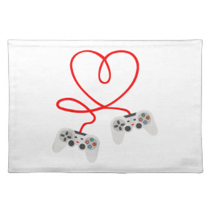 Video Gamer Valentines Day T-Shirt With Controller Cloth Placemat