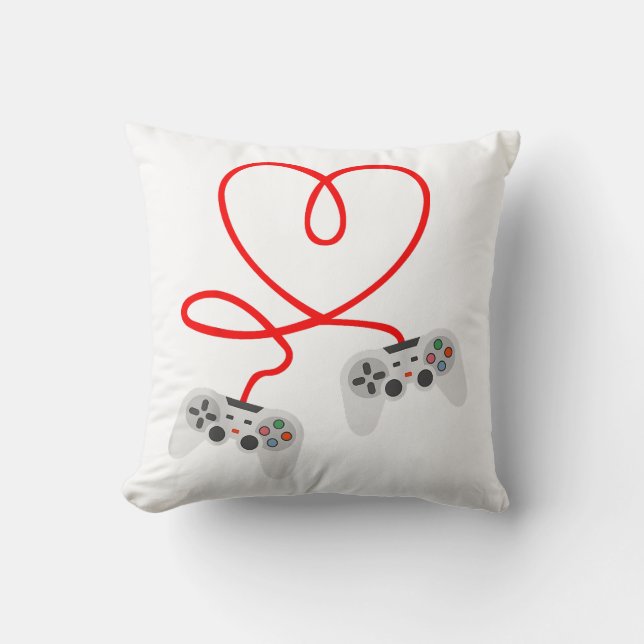 Video Gamer Valentines Day T-Shirt With Controller Throw Pillow (Front)