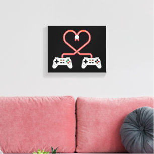 Video Gamer Valentines Day With Controllers Heart Canvas Print