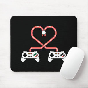 Video Gamer Valentines Day With Controllers Heart Mouse Pad