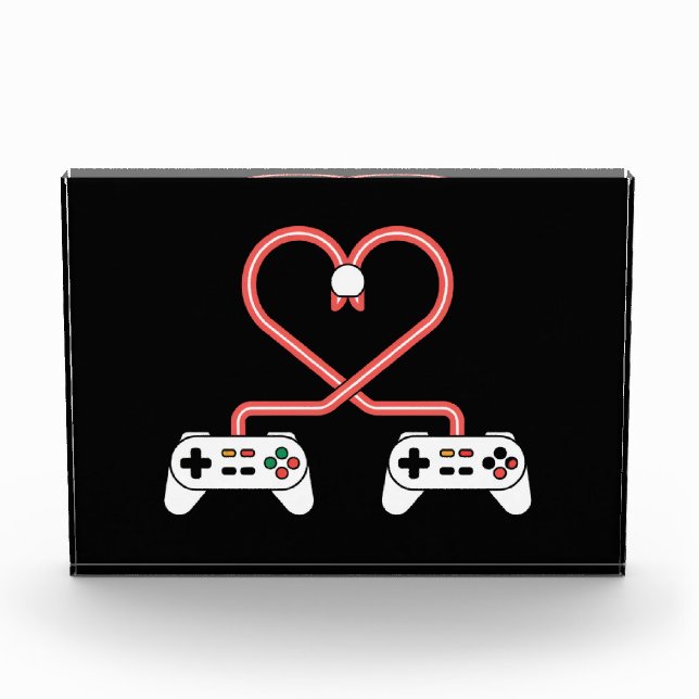 Video Gamer Valentines Day With Controllers Heart  Photo Block (Front)