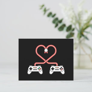 Video Gamer Valentines Day With Controllers Heart Postcard