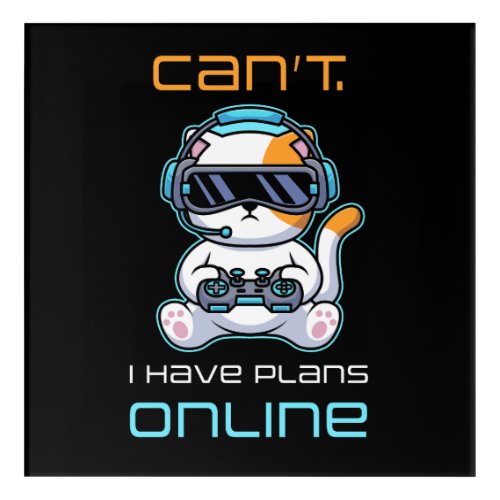 Video Gamer VR Funny Quote Canât â I Have Plans  Acrylic Print
