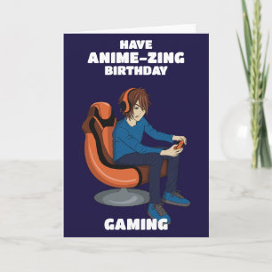 Video Games Anime Gamer Boy Birthday Card