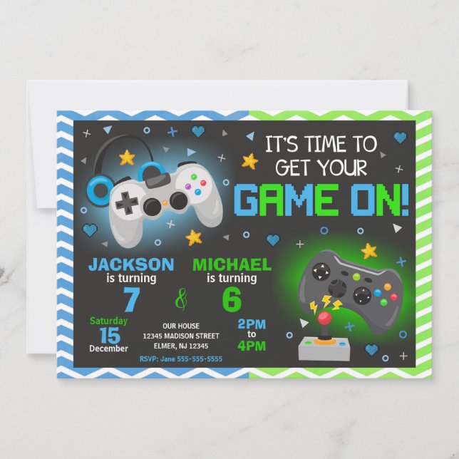 Video Games Birthday Invitation | Gamer Party (Front)