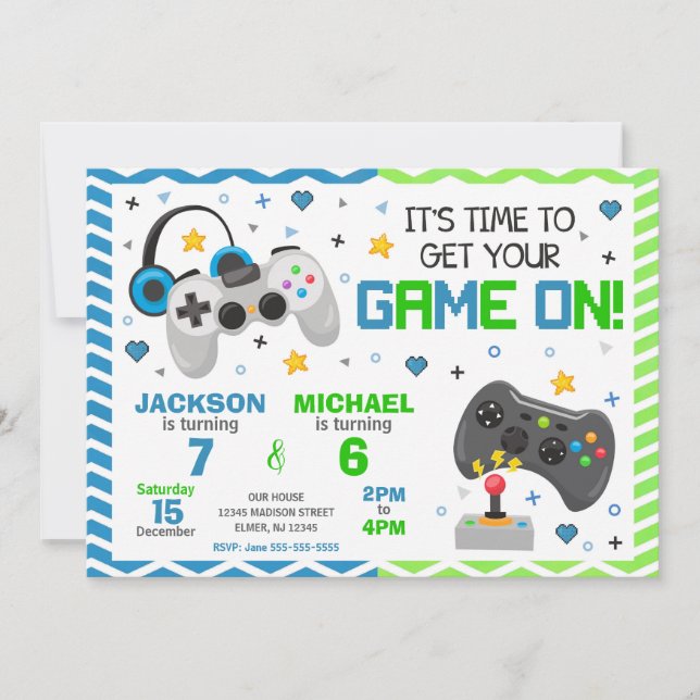 Video Games Birthday Invitation | Gamer Party (Front)