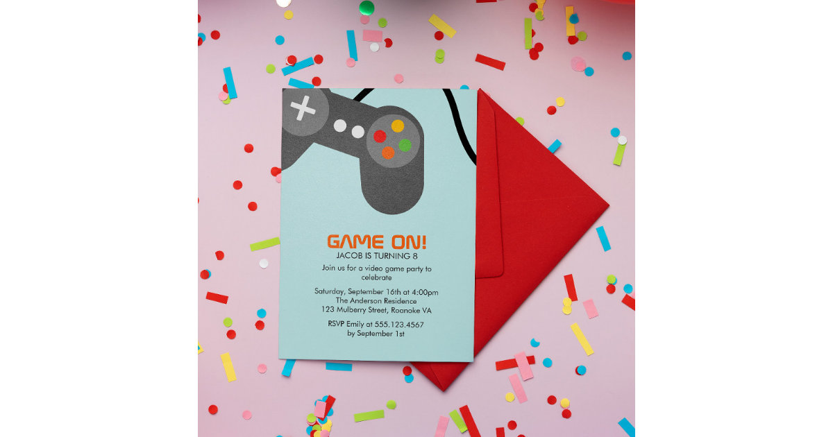 Video Game Party Invitation Gaming Birthday Invitation 