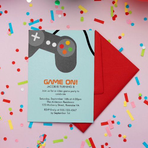 Video Games Birthday Party Invitation