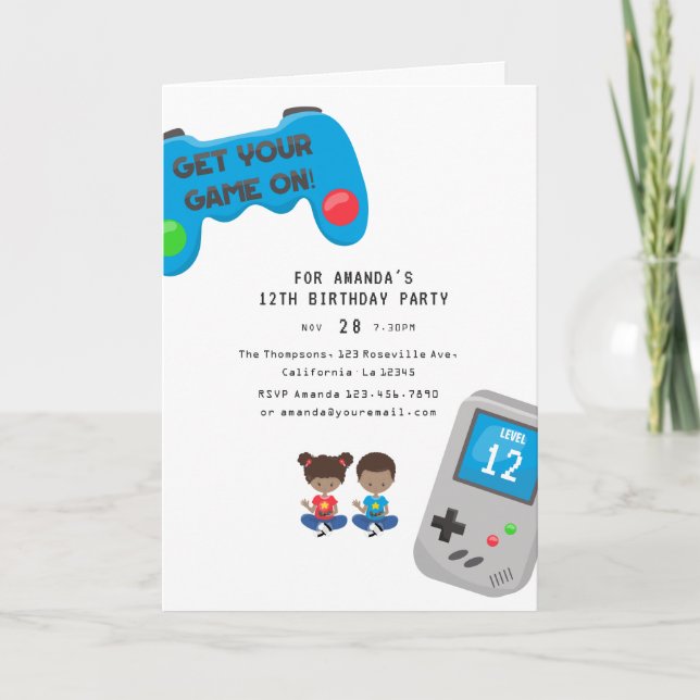 Video Games Birthday Party Invitation (Front)
