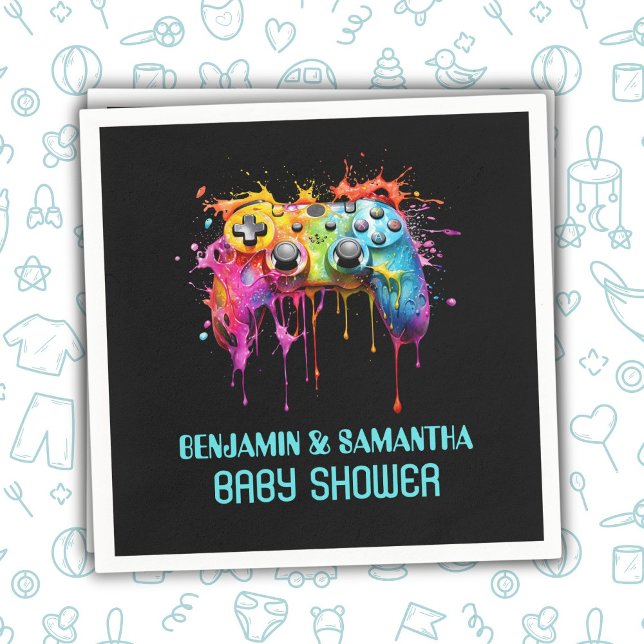 Video Games Blue Boy Baby Shower Napkins (Creator Uploaded)