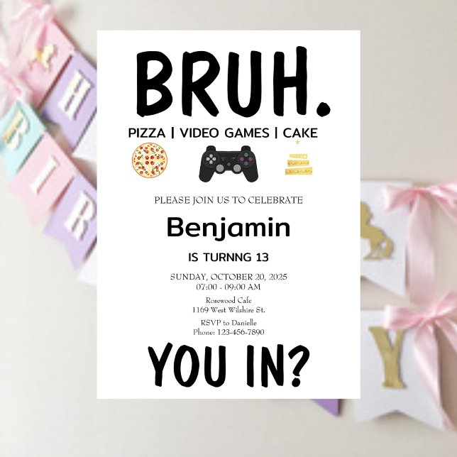 VIDEO GAMES Bruh Birthday Invitation (Creator Uploaded)