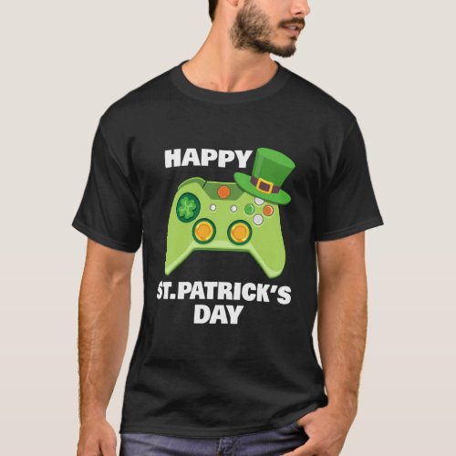 Video Games Controller Gamer Happy St Patricks Day T_Shirt