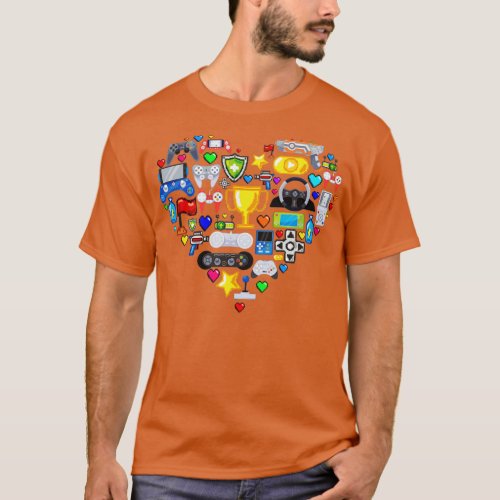Video Games Gamer Heart Shape Game Controller T_Shirt