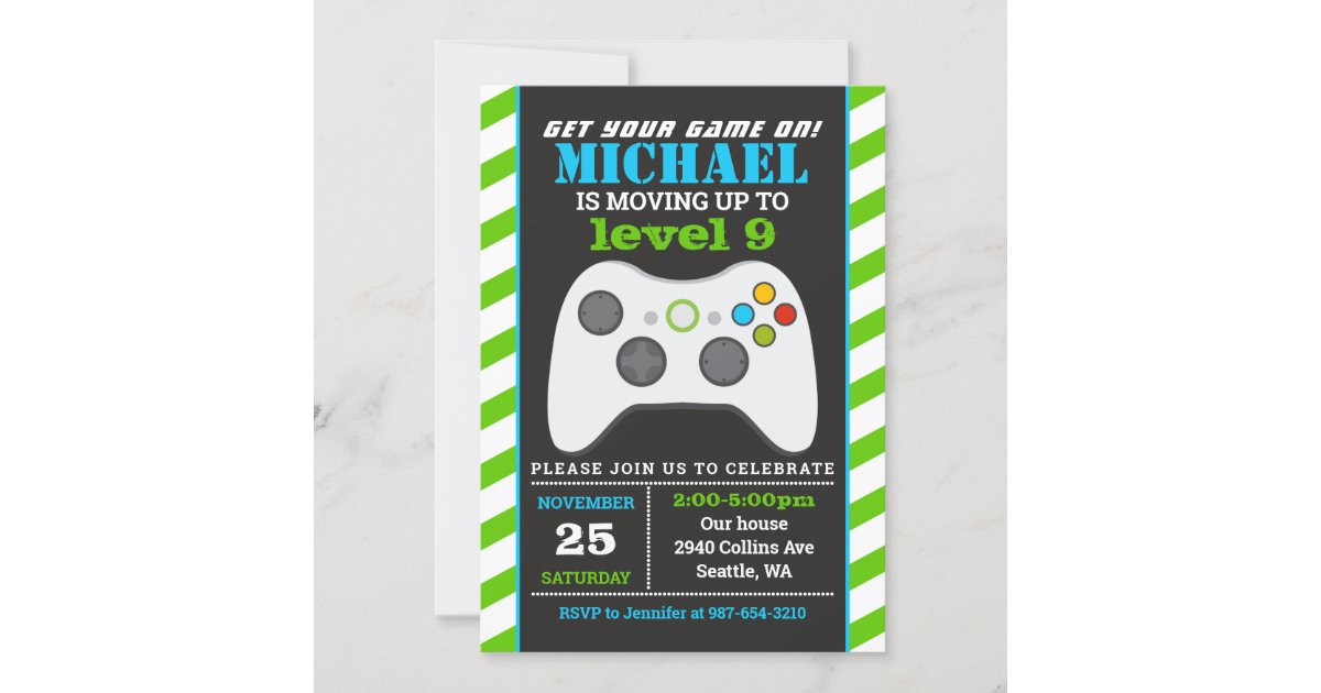 Video Game Party Invitation Gaming Birthday Invitation 