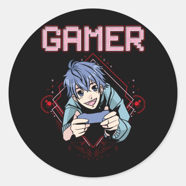Video Games Kid Anime Cool Console Gaming Classic Round Sticker (Front)