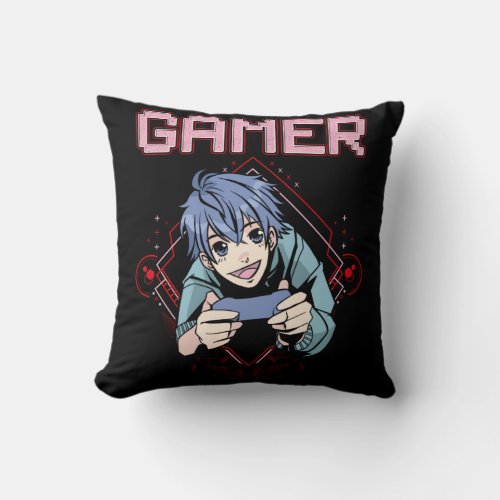 Video Games Kid Anime Cool Console Gaming Throw Pillow