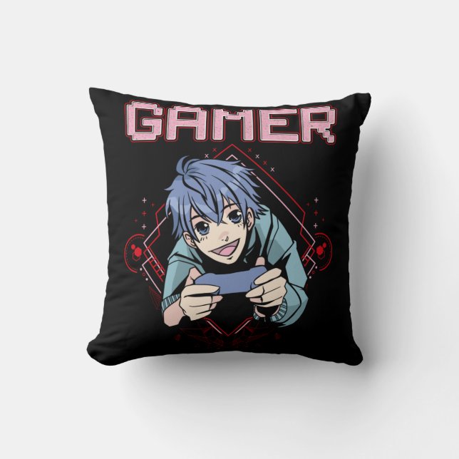 Video Games Kid Anime Cool Console Gaming Throw Pillow (Front)