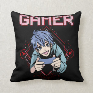 Video Games Kid Anime Cool Console Gaming Throw Pillow