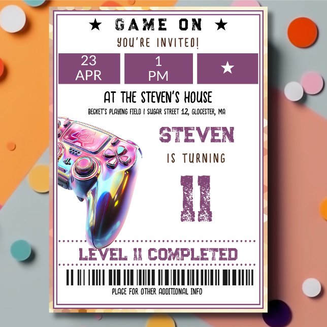 Video games kids birthday invitation (Creator Uploaded)