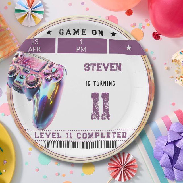 Video games kids birthday paper plates (Creator Uploaded)