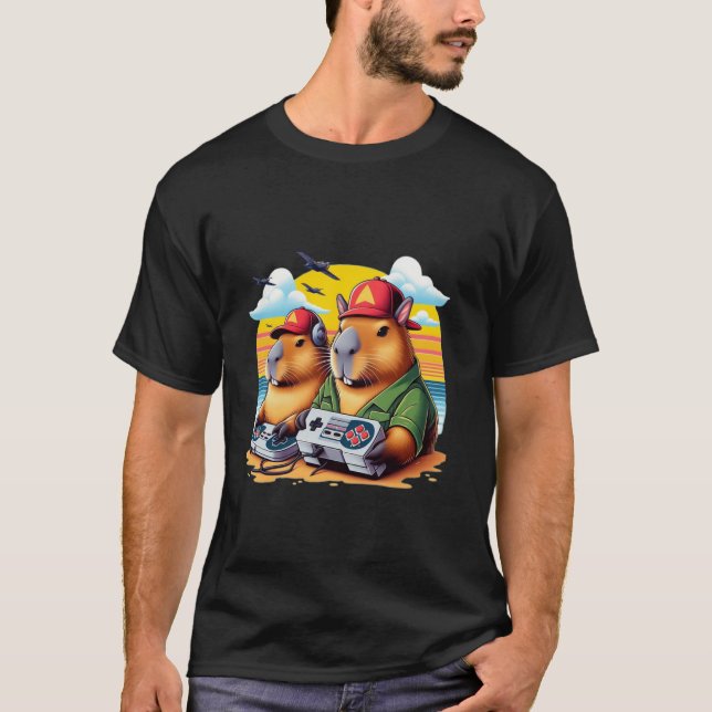 Video Games Lover Capybara Funny Video Games Capyb T-Shirt (Front)