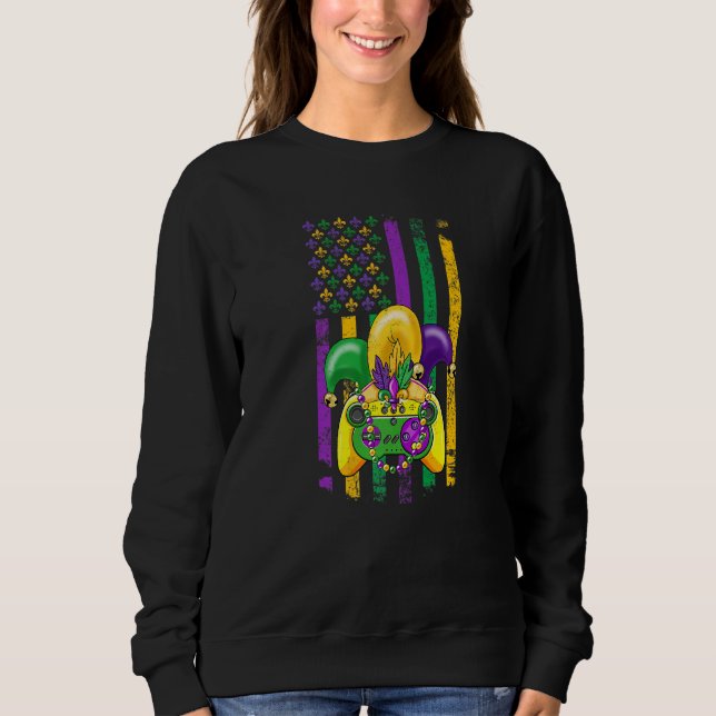Video Games Mardi Gras Carnival Beads American Fla Sweatshirt (Front)
