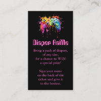 Video Games Pink Baby Shower Diaper Raffle Ticket