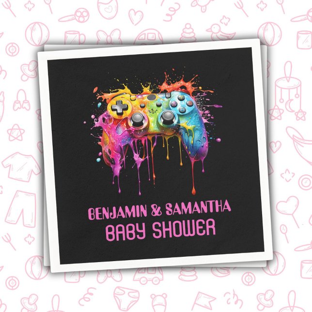 Video Games Pink Girl Baby Shower Napkins (Creator Uploaded)