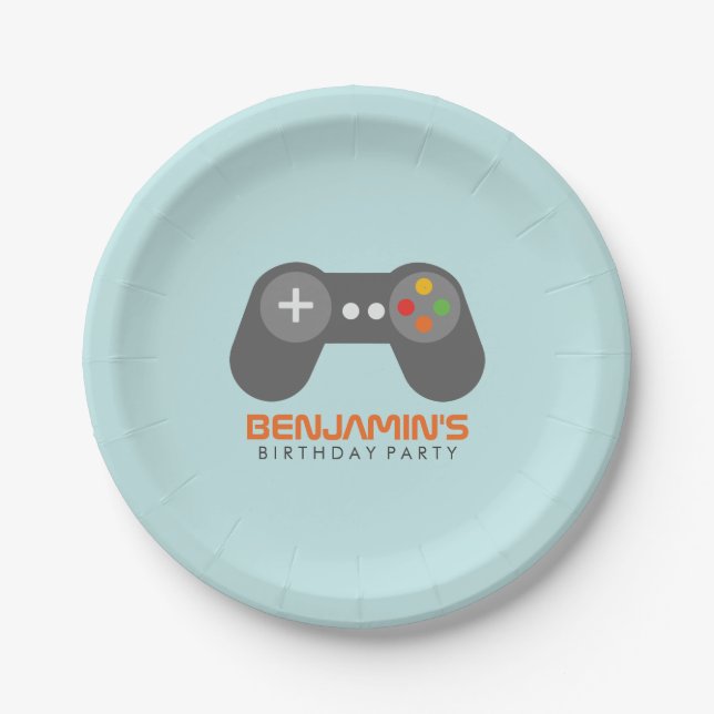 Video Games Themed Birthday Party Paper Plates (Front)