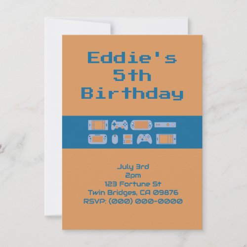 Video Games Themed Kids Birthday Invitation