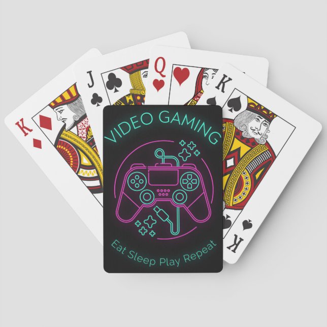 Video Gaming Eat Sleep Play Repeat Poker Cards (Back)