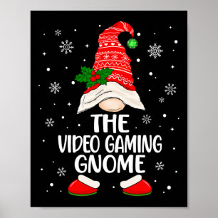Video Gaming Gnome Funny Matching Family Christmas Poster