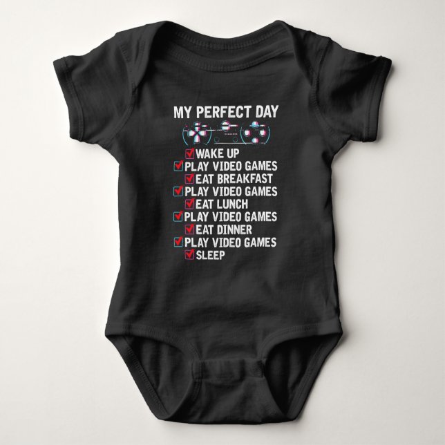 Video Gaming Kid Console Nerd Humor Baby Bodysuit (Front)