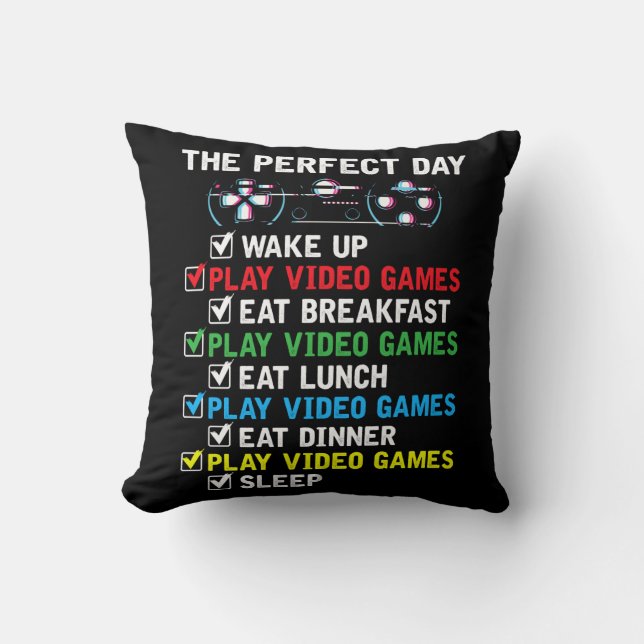 Video Gaming Kids Funny Gamer Throw Pillow (Front)