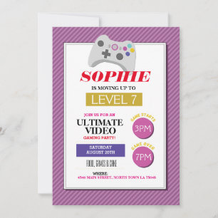 Video Gaming Party Game Pink Trucks Girls Invite