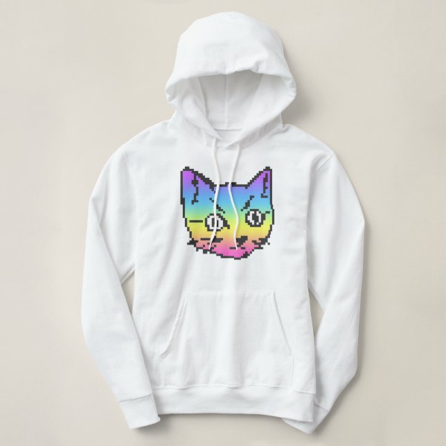 VIDEO KITTY CAT PIXEL ART HOODED SWEATSHIRT (Design Front)