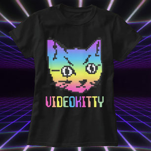 VIDEO KITTY CAT PIXEL ART T-SHIRT